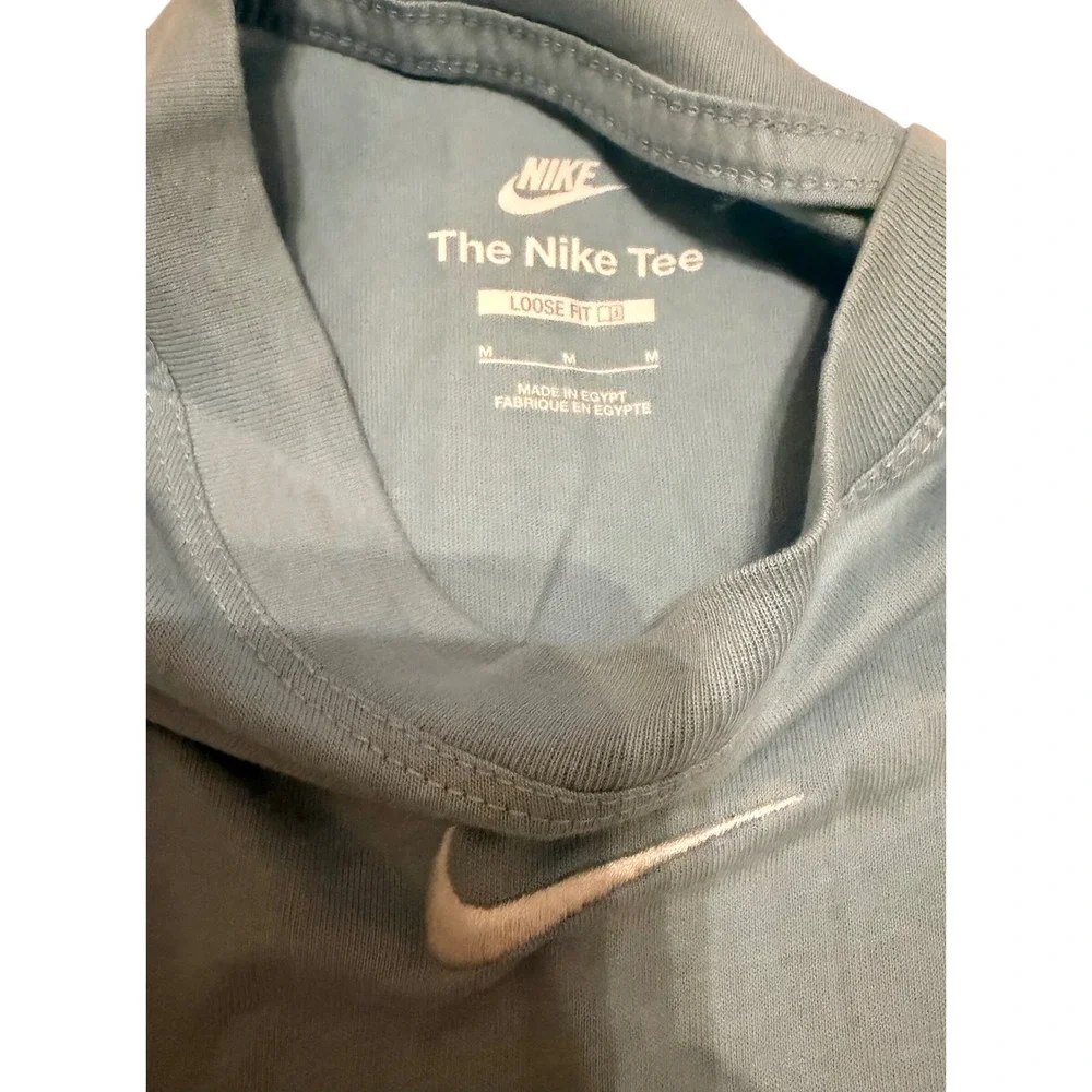 Nike Tee Loose Fit Cropped T-Shirt Blue Gray Short Sleeve Size M